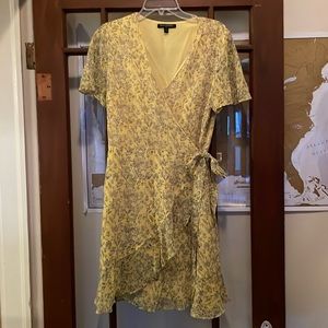 Banana Republic yellow pattern wrap dress